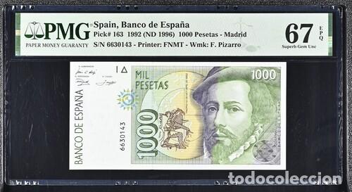 Spanish Banknotes: ESPA&Ntilde;A * BILLETE 1000 PESETAS 1992 * PMG-67 EPQ (IC-1698)