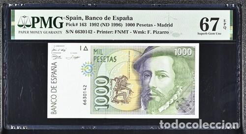 Billetes espa&ntilde;oles: ESPA&Ntilde;A * BILLETE 1000 PESETAS 1992 * PMG-67 EPQ (IC-1697)