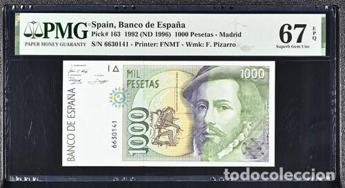 Billetes espa&ntilde;oles: ESPA&Ntilde;A * BILLETE 1000 PESETAS 1992 * PMG-67 EPQ (IC-1696)
