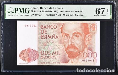 Billetes espa&ntilde;oles: ESPA&Ntilde;A * BILLETE 2000 PESETAS 1980 * PMG-67 EPQ (IC-1700)