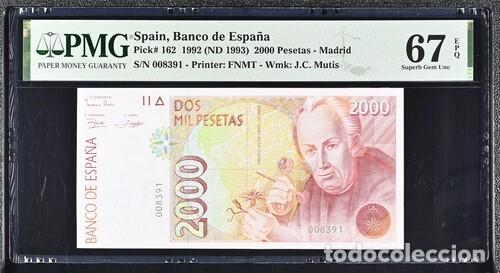 Billetes espa&ntilde;oles: ESPA&Ntilde;A * BILLETE 2000 PESETAS 1992 * PMG-67 EPQ (IC-1702)