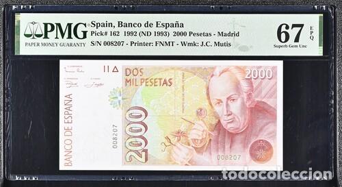 Billetes espa&ntilde;oles: ESPA&Ntilde;A * BILLETE 2000 PESETAS 1992 * PMG-67 EPQ (IC-1704)