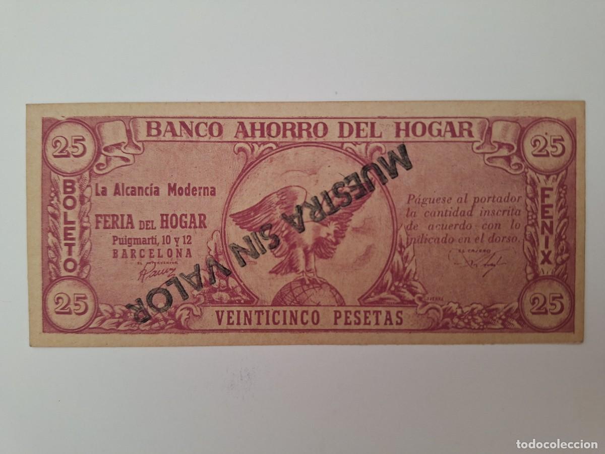 Billetes espa&ntilde;oles: BILLETE 25 PESETAS PUBLICIDAD BANCO AHORRO FERIA HOGAR MEDIAS NYLON ROSAURA BARCELONA RV