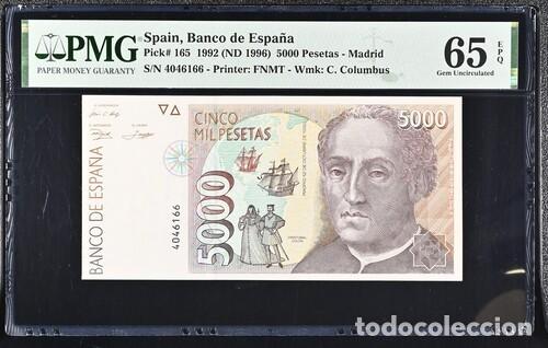 Billetes espa&ntilde;oles: ESPA&Ntilde;A * BILLETE 5000 PESETAS 1992 * PMG-65 EPQ (IC-1708)