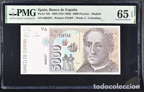 Billetes espa&ntilde;oles: ESPA&Ntilde;A * BILLETE 5000 PESETAS 1992 * PMG-65 EPQ (IC-1709)