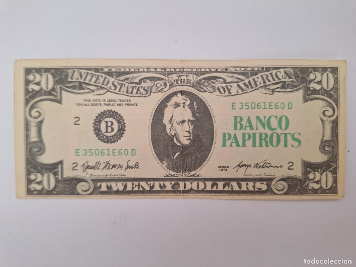 Billetes espa&ntilde;oles: BILLETE 20 DOLARS PUBLICIDAD JUEGO JUGUETE BANCO PAPIROTS RV