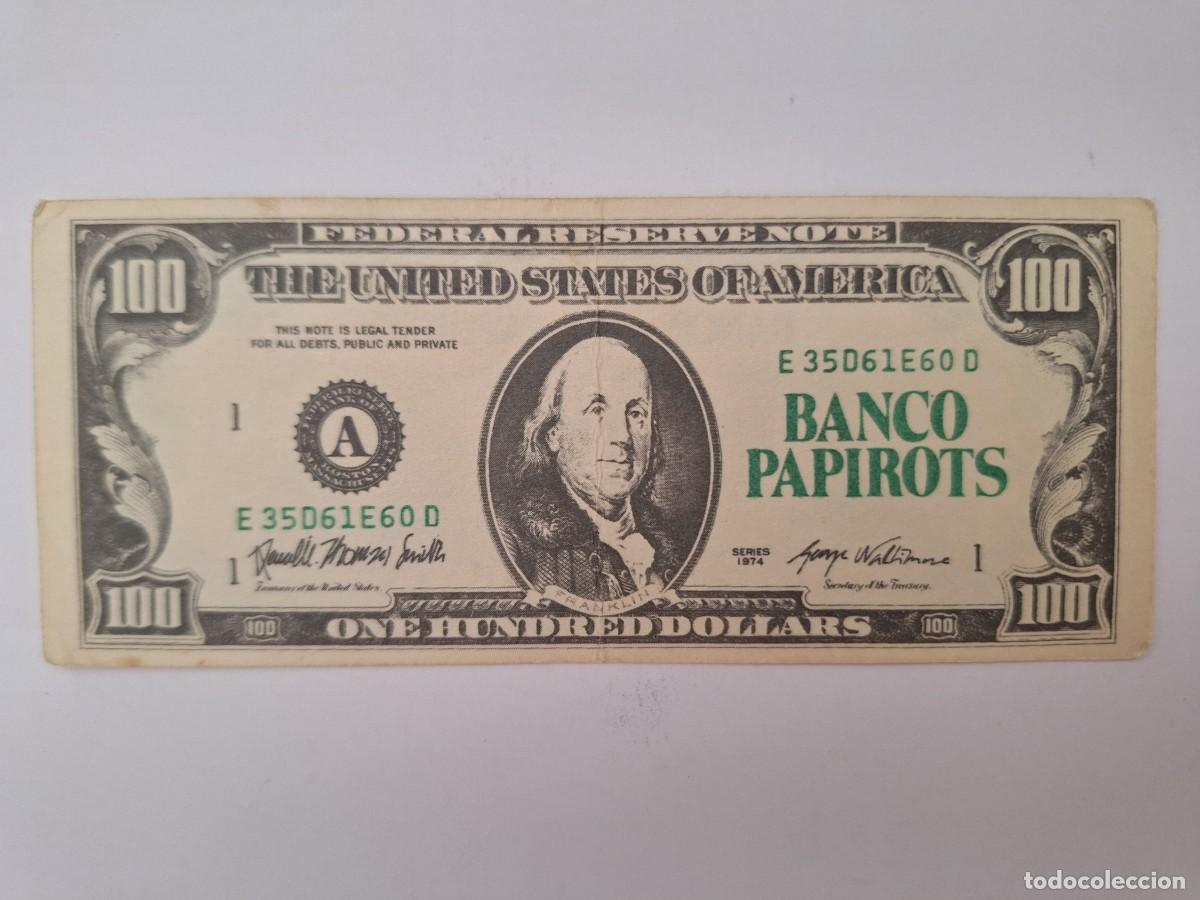 Billetes espa&ntilde;oles: BILLETE 100 DOLARS PUBLICIDAD JUEGO JUGUETE BANCO PAPIROTS RV