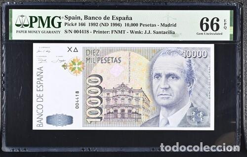 Notas espanholas: ESPA&Ntilde;A * BILLETE 10000 PESETAS 1992 * PMG-66 EPQ (IC-1711)