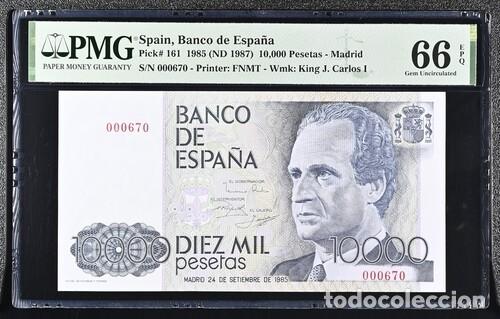 Notas espanholas: ESPA&Ntilde;A * BILLETE 10000 PESETAS 1985 * PMG-66 EPQ (IC-1712)