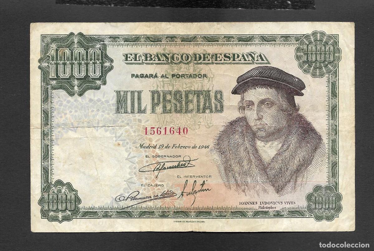 Billetes espa&ntilde;oles: 1000 PESETAS 1946 SIN SERIE MBC-