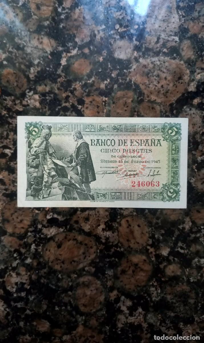 Billetes espa&ntilde;oles: Sin serie billete 5 pesetas 1945 Espa&ntilde;a
