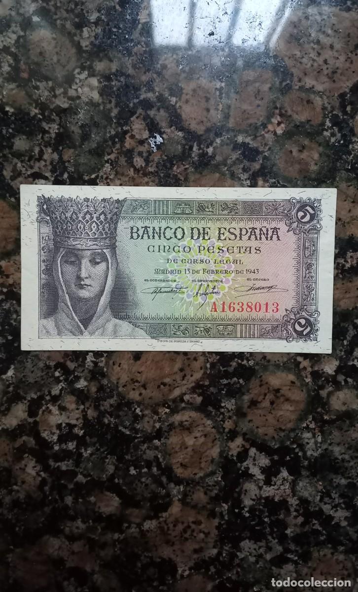 Billetes espa&ntilde;oles: Billete 5 pesetas 1943 Espa&ntilde;a