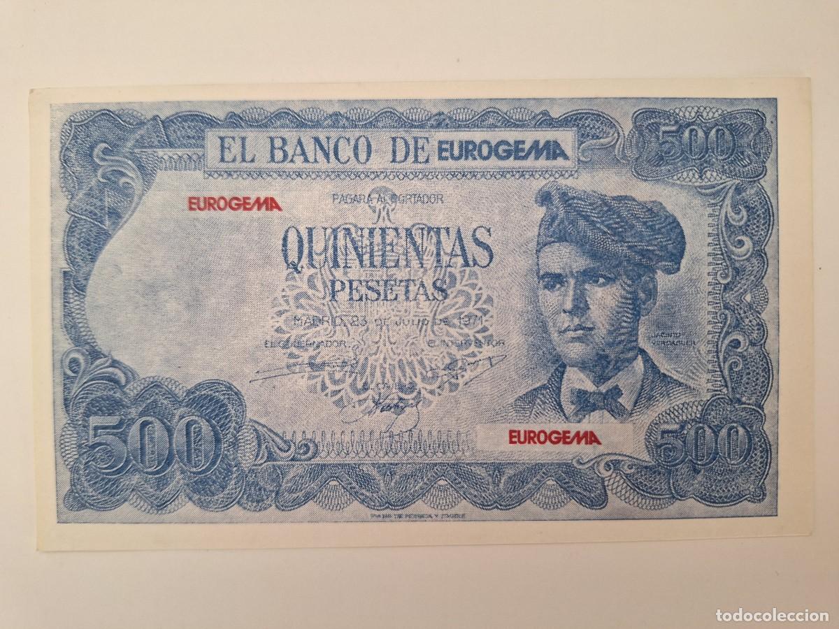 Billetes espa&ntilde;oles: BILLETE 500 PESETAS REPRODUCCION PUBLICIDAD EUROGEMA RV