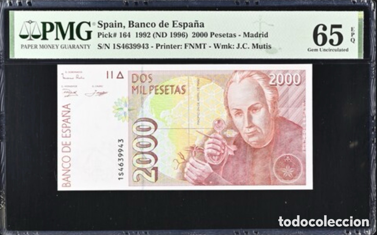 Billetes espa&ntilde;oles: Billete 2000 Pesetas 1992 PMG 65 Serie 1s