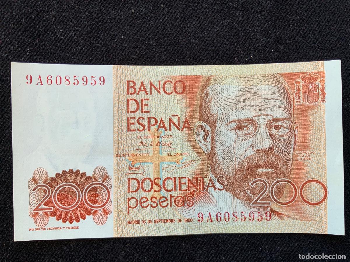 Billetes espa&ntilde;oles: Billete de 200 pesetas 1980, numeraci&oacute;n especial 9a, ebc+