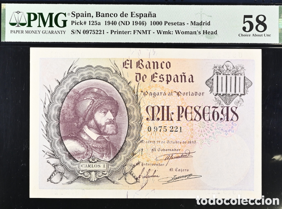 Billetes espa&ntilde;oles: Billete 1000 PESETAS -CARLOS I- PMG 58, sin serie