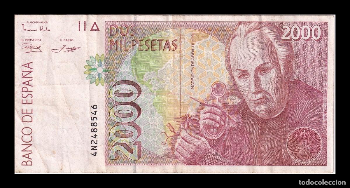 Billetes espa&ntilde;oles: Espa&ntilde;a 2000 Pesetas Celestino Mutis 1992 Pick 162 Serie 4 Bc-Mbc