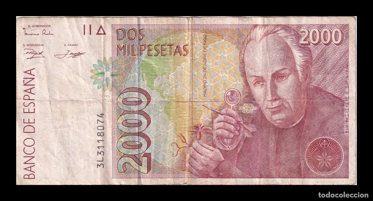 Billetes espa&ntilde;oles: Espa&ntilde;a 2000 Pesetas Celestino Mutis 1992 Pick 162 Serie 3 Bc-Mbc