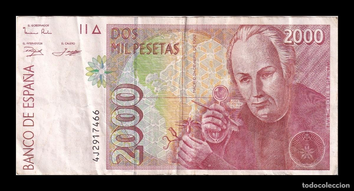 Billetes espa&ntilde;oles: Espa&ntilde;a 2000 Pesetas Celestino Mutis 1992 Pick 162 Serie 4 Bc-Mbc