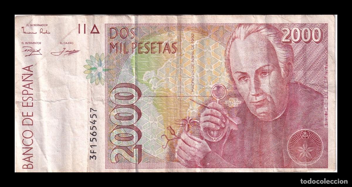 Billetes espa&ntilde;oles: Espa&ntilde;a 2000 Pesetas Celestino Mutis 1992 Pick 162 Serie 3 Bc-Mbc