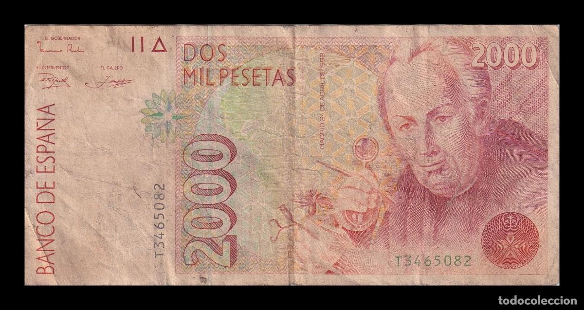Billetes espa&ntilde;oles: Espa&ntilde;a 2000 Pesetas Celestino Mutis 1992 Pick 162 Serie T Bc-Mbc