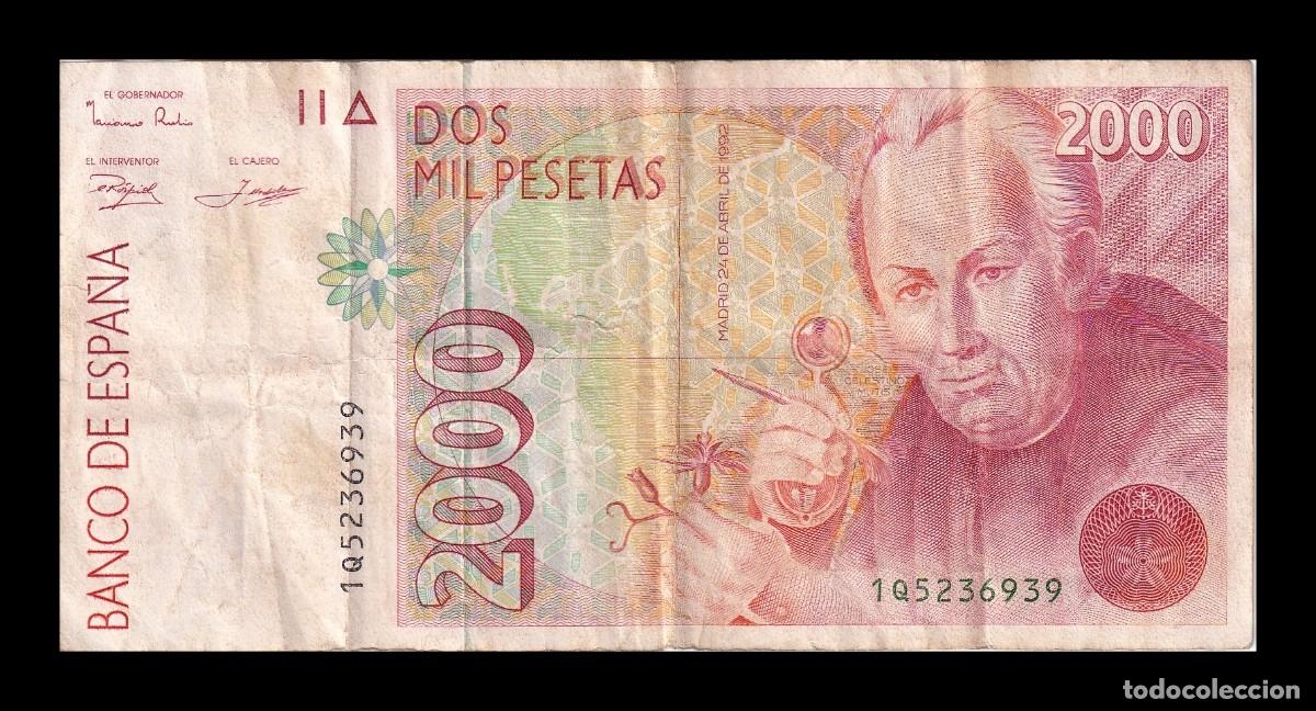 Billetes espa&ntilde;oles: Espa&ntilde;a 2000 Pesetas Celestino Mutis 1992 Pick 162 Serie 1 Bc-Mbc
