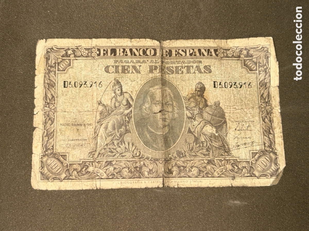 Billetes espa&ntilde;oles: ESPA&Ntilde;A 100 Pesetas 9 de enero de 1940 COLON - Serie D