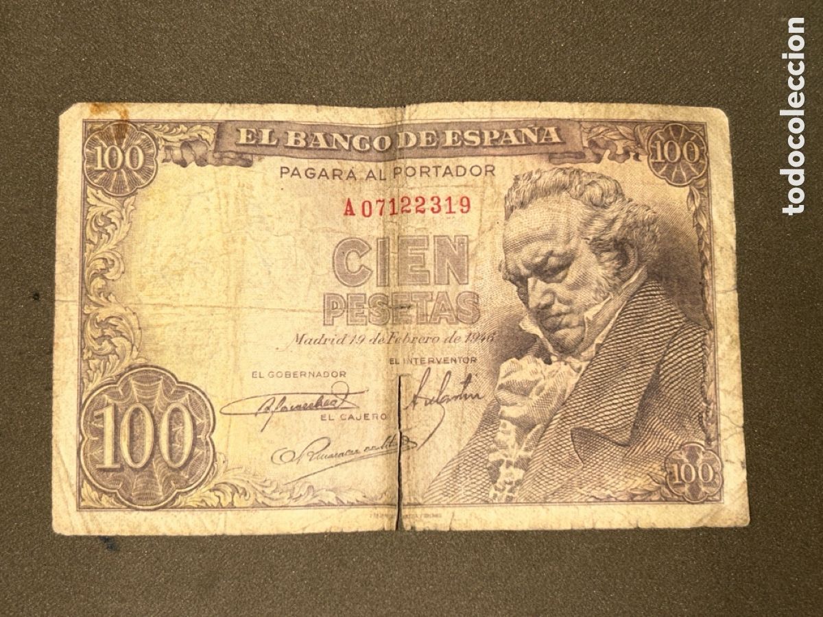 Billets espagnols: BILLETE DE 100 PESETAS DEL A&Ntilde;O 1946 DE FRANCISCO DE GOYA SERIE A