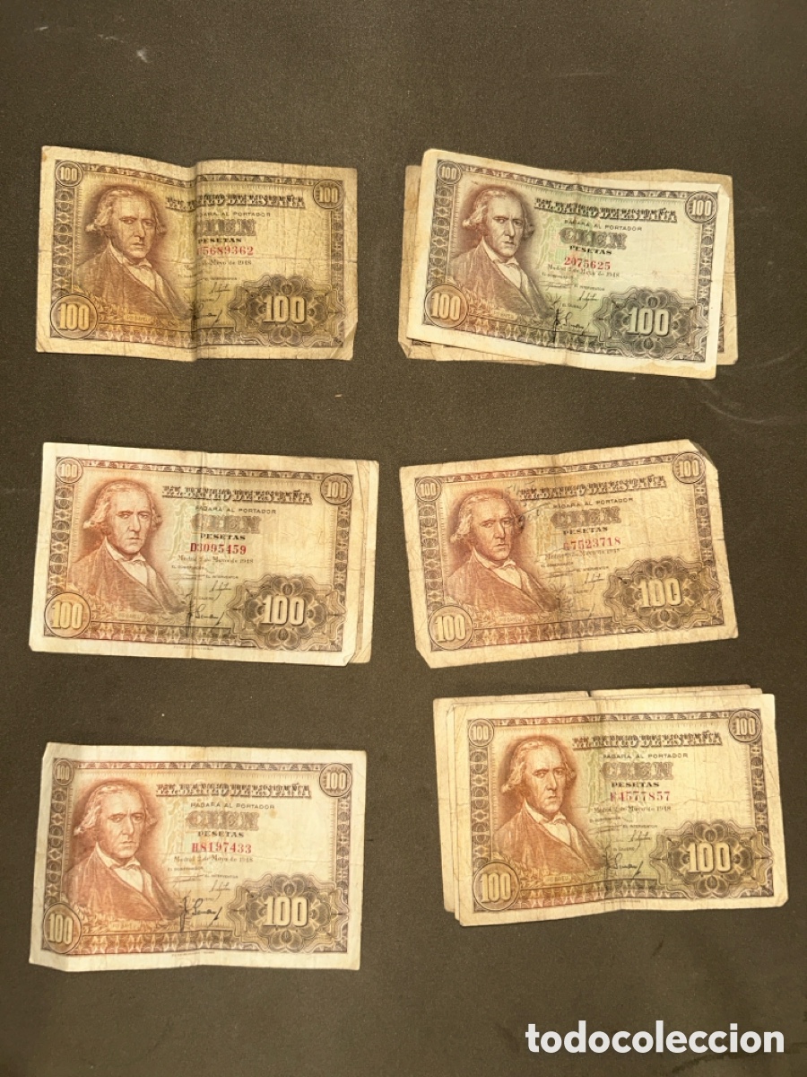 Billetes espa&ntilde;oles: LOTE DE 12 BILLETES DE 100 PESETAS 1948 BAYEU CON DISTINTAS SERIES *LEER DESCRIPCI&Oacute;N, VER FOTOS*