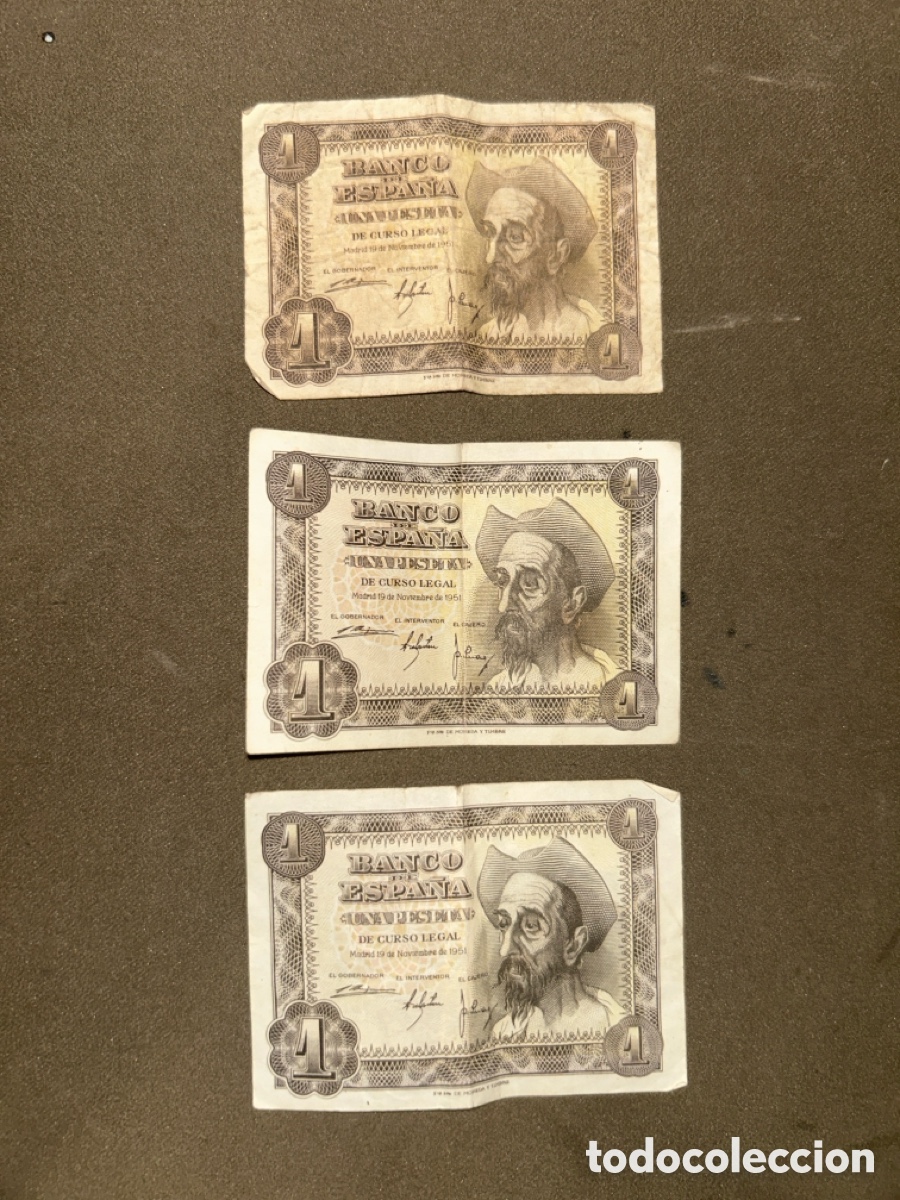 Billetes espa&ntilde;oles: ESPA&Ntilde;A 1 PESETA 1951 QUIJOTE SERIE F *VER FOTOS*