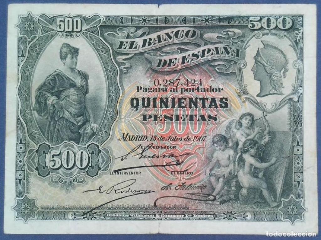Notas espanholas: Espa&ntilde;a, 500 Pesetas 1907 - 65b - (BC / Fine) [0287424]