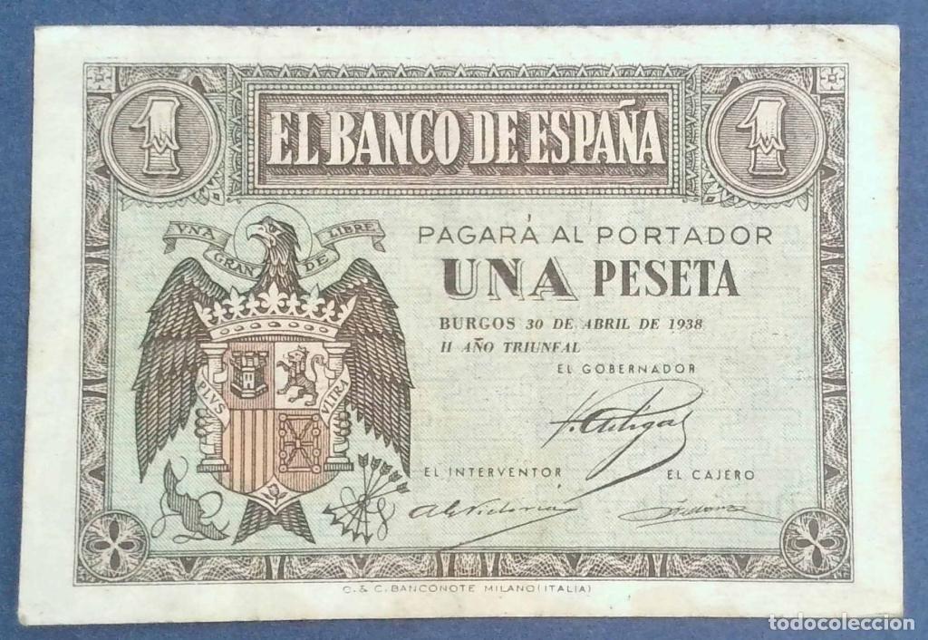 Billetes espa&ntilde;oles: Espa&ntilde;a, 1 Peseta 1938 - 108a - (MBC / VF) [D0644897]
