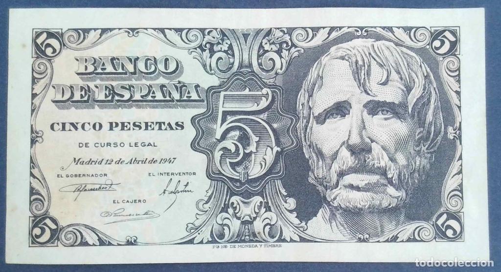 Billetes espa&ntilde;oles: Espa&ntilde;a, 5 Pesetas 1947 - 134a - (MBC / VF) [C3512569]