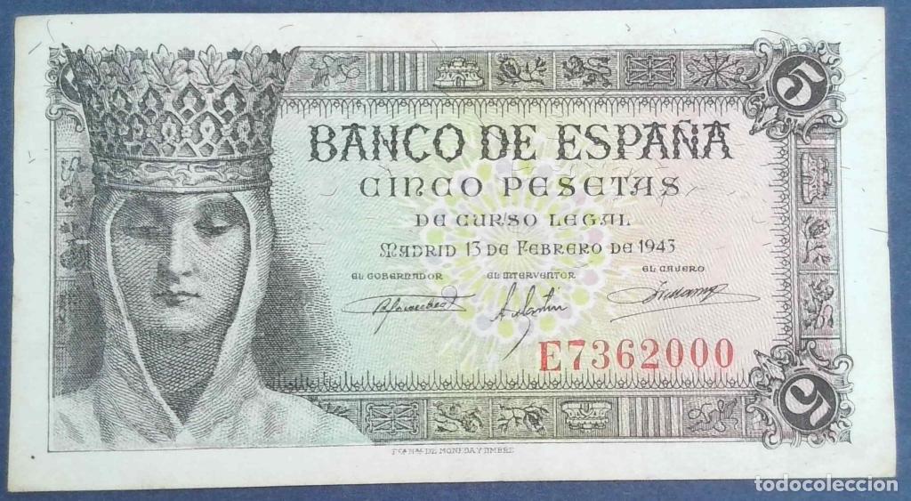 Billetes espa&ntilde;oles: Espa&ntilde;a, 5 Pesetas 1943 - 127a - (MBC+ / XF) [E7362000]