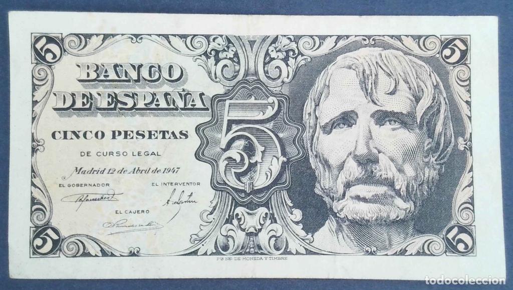 Billetes espa&ntilde;oles: Espa&ntilde;a, 5 Pesetas 1947 - 134a - (MBC+ / XF) [A1281819]