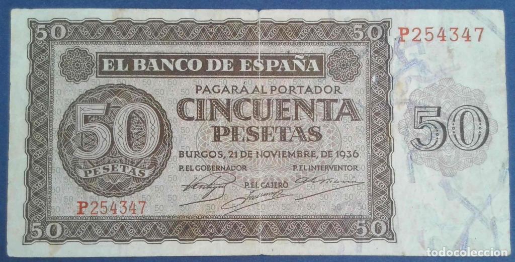 Billetes espa&ntilde;oles: Espa&ntilde;a, 50 Pesetas 1936 - 100a - (BC / Fine) [P254347]