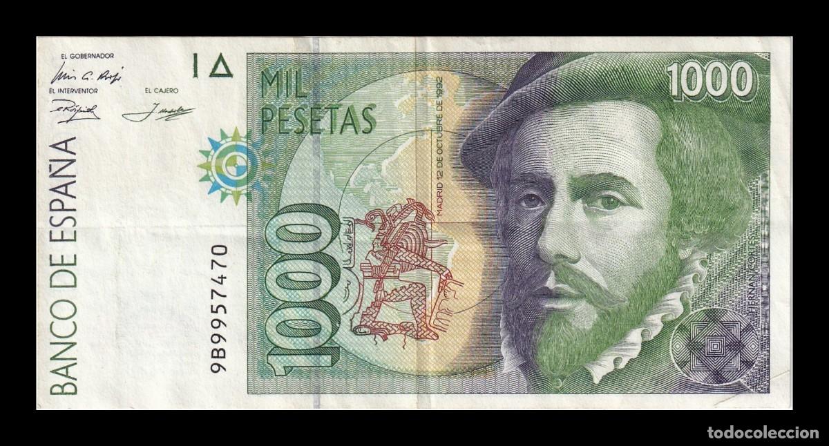 Billetes espa&ntilde;oles: Espa&ntilde;a 1000 Pesetas Hern&aacute;n Cort&eacute;s 1992 Pick 163 Serie 9B Bc Mbc