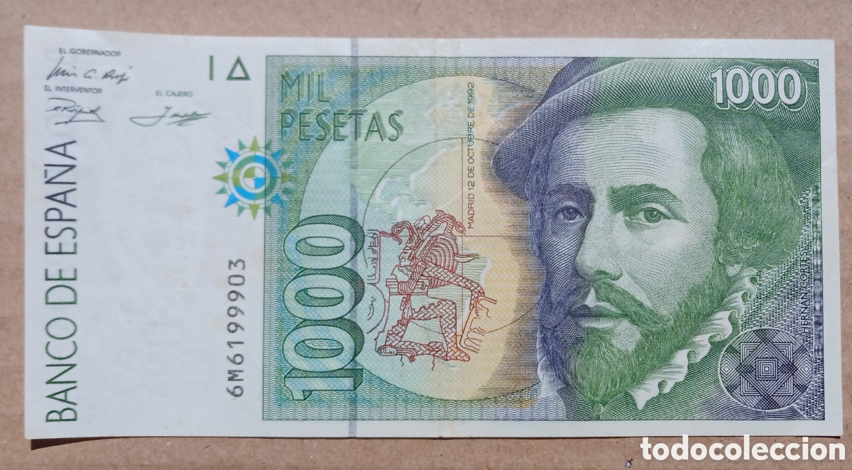 Billetes espa&ntilde;oles: 1000 pesetas 1992 - 6M6199903 - Mbc