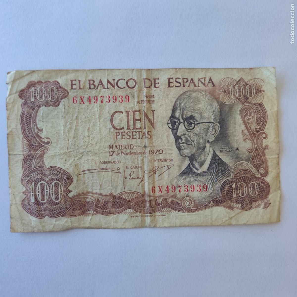 Billetes espa&ntilde;oles: Billete 100 pts, a&ntilde;o 1970 6x....
