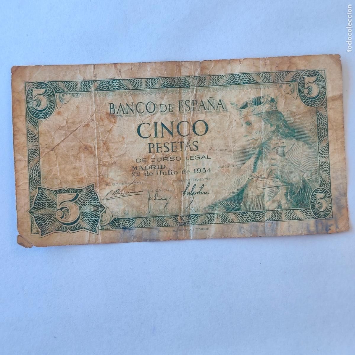 Billetes espa&ntilde;oles: BILLETE DE 5 PESETAS 1954 ALFONSO serie M