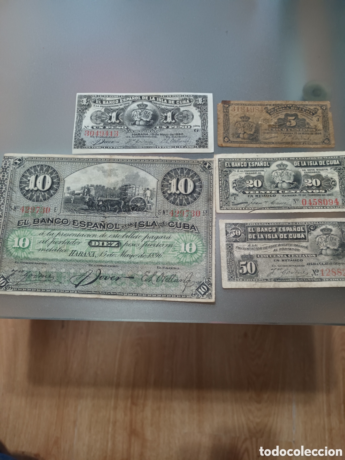 Billetes espa&ntilde;oles: LOTE DE 5 BILLETES DE LA ISLA DE CUBA 1896-1897
