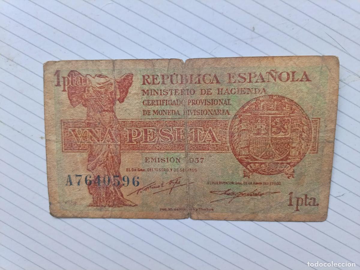 Billetes espa&ntilde;oles: 1 pesetas de 1937 Guerra Civil