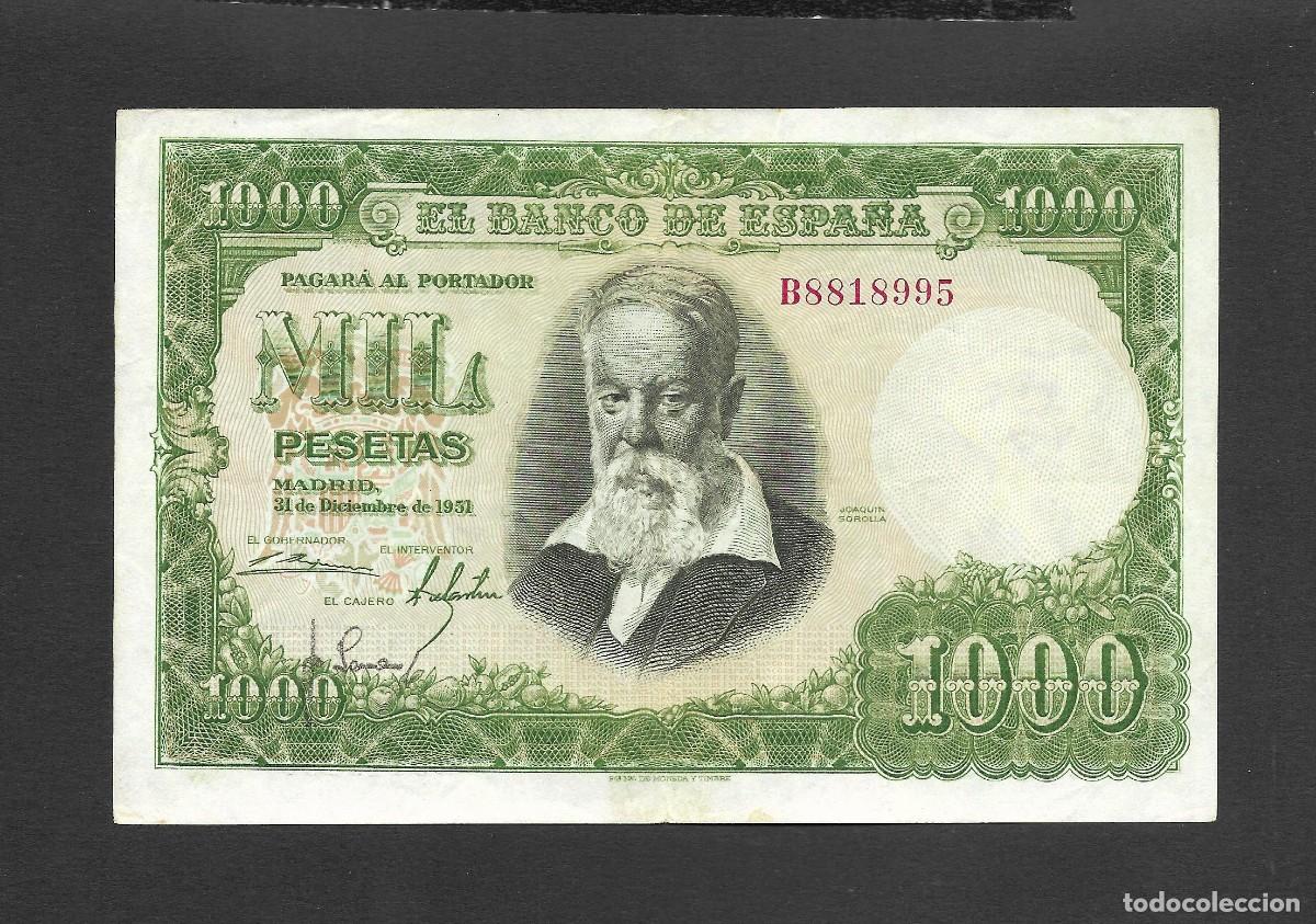 Billetes espa&ntilde;oles: 1000 PESETAS 1951 SERIE B EBC-