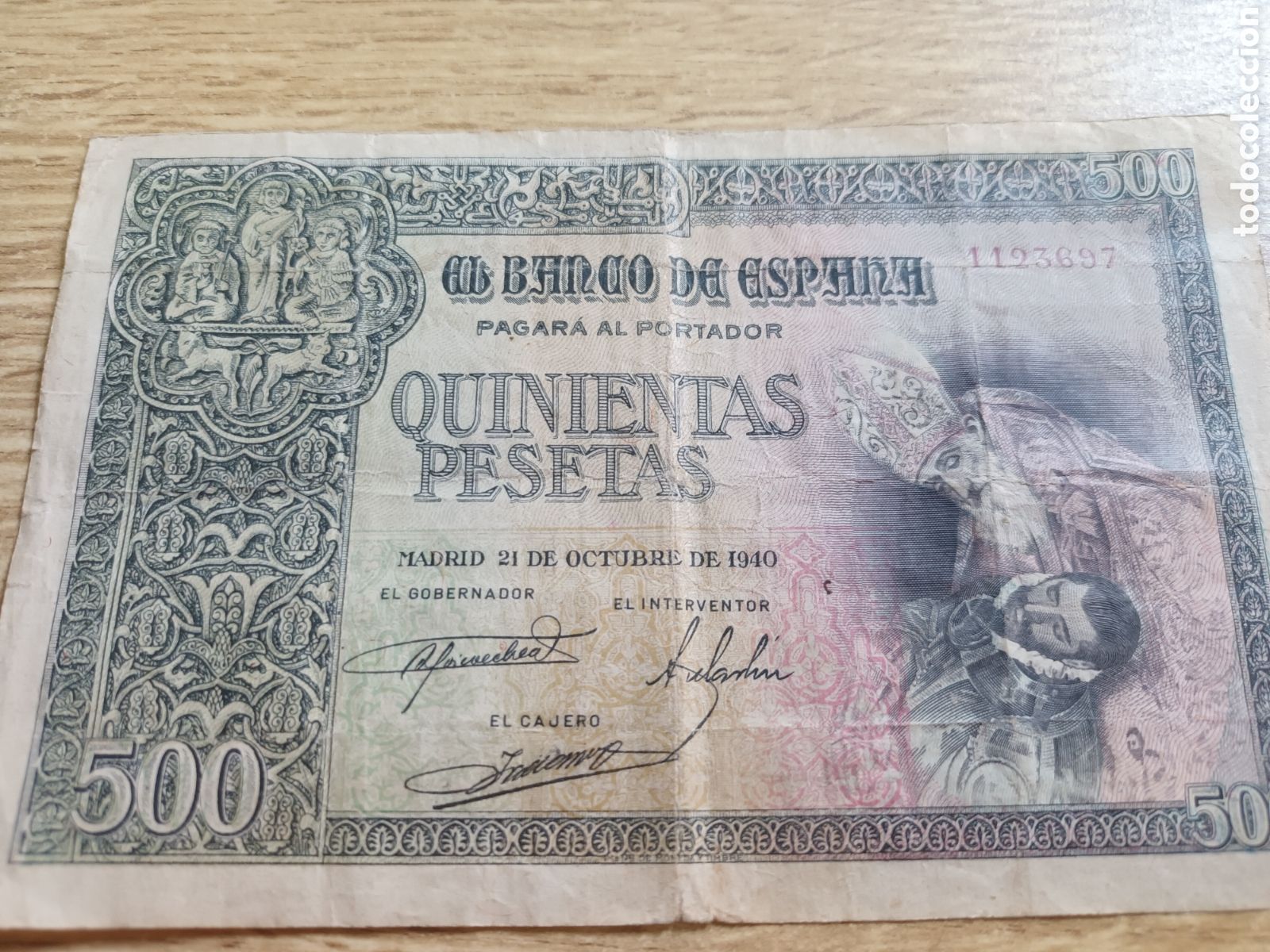 Billetes espa&ntilde;oles: BILLETE DE 500 PESETAS DEL 21 DE OCTUBRE DE 1940