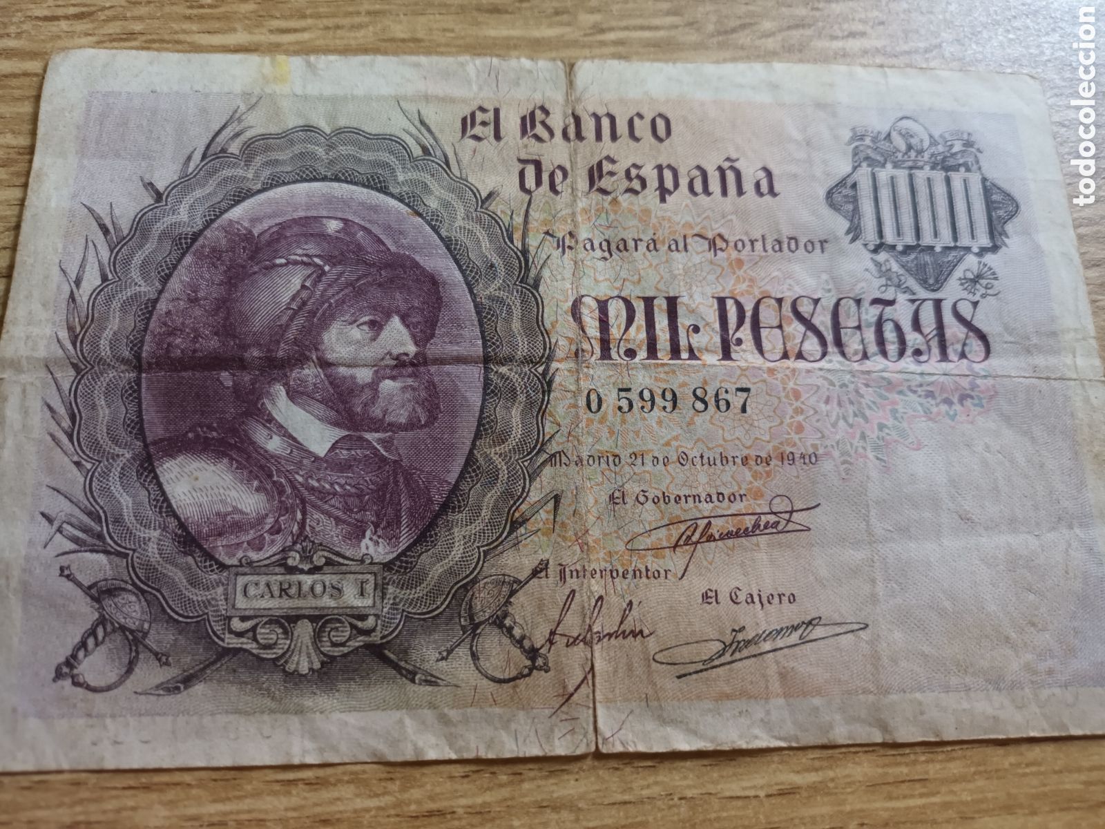 Billetes espa&ntilde;oles: BILLETE DE 1000 PESETAS DEL 21 DE OCTUBRE DE 1940