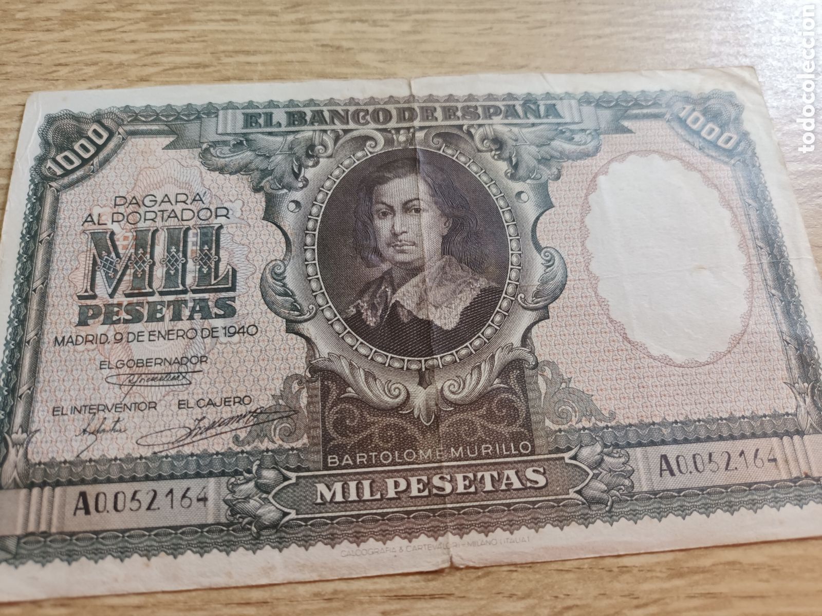 Billetes espa&ntilde;oles: BILLETE DE 1000 PESETAS DEL 9 DE ENERO DE 1940 MURILLO