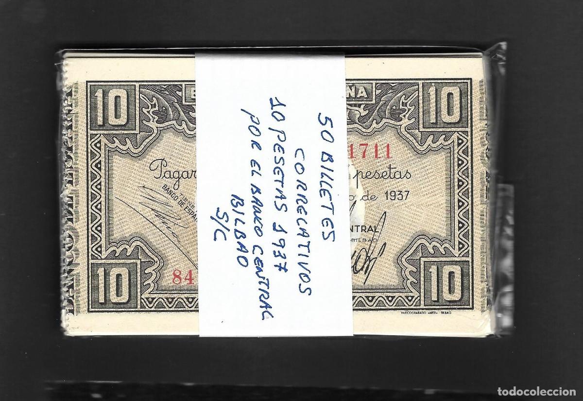 Billetes espa&ntilde;oles: 50 BILLETES CORRELATIVOS 10 PESETAS 1937 BILBAO POR EL BANCO CENTRAL S/C