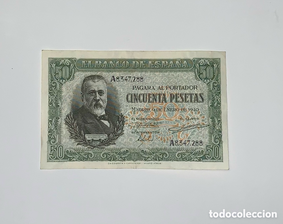 Spanish Banknotes: Billete de 50 pesetas 1940. Serie A. Sin circular.