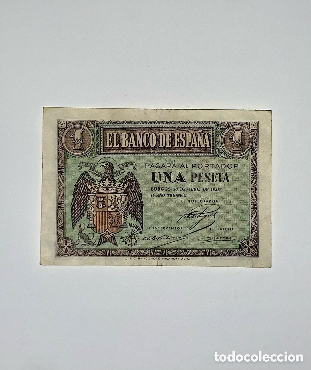 Billetes espa&ntilde;oles: Billete de una peseta de 1938. Burgos. Serie D. Agrupo lotes en un env&iacute;o. Hago precio en lotes.