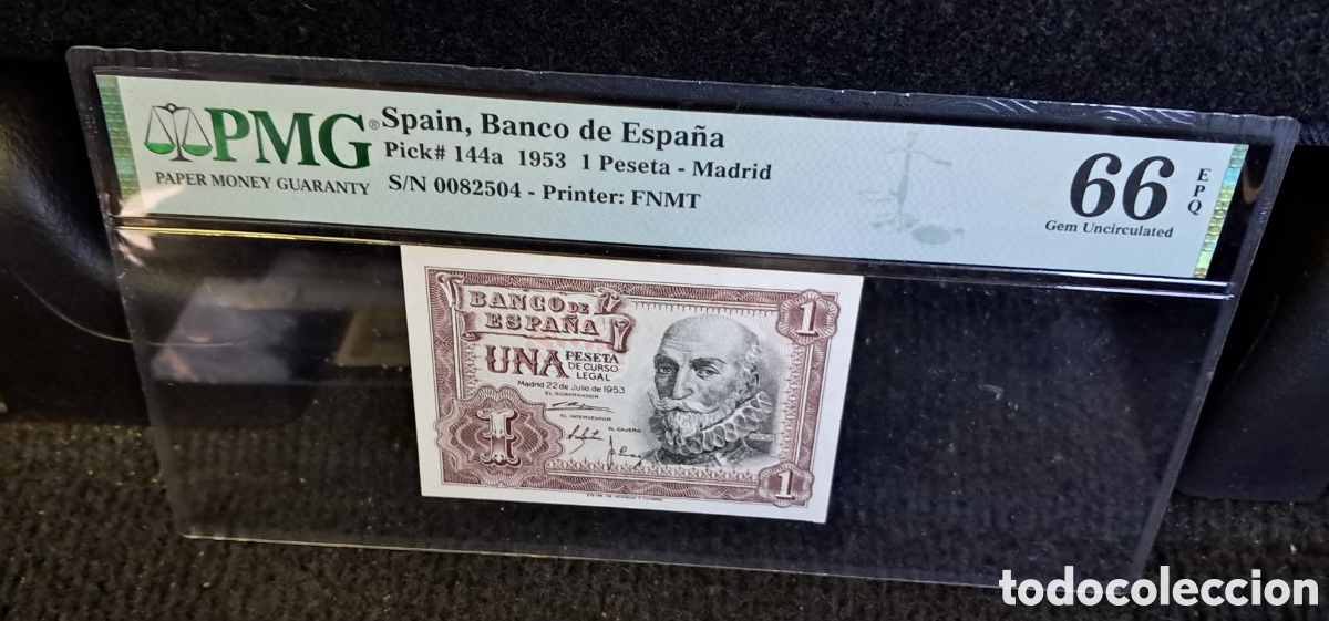 Billetes espa&ntilde;oles: Billete 1 peseta 1953 PMG 66 EPQ